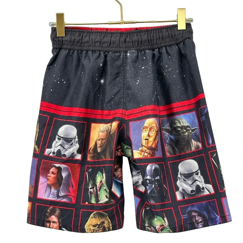 Star Wars Swim Trunks Boys‎ Medium M Black Red Character Print